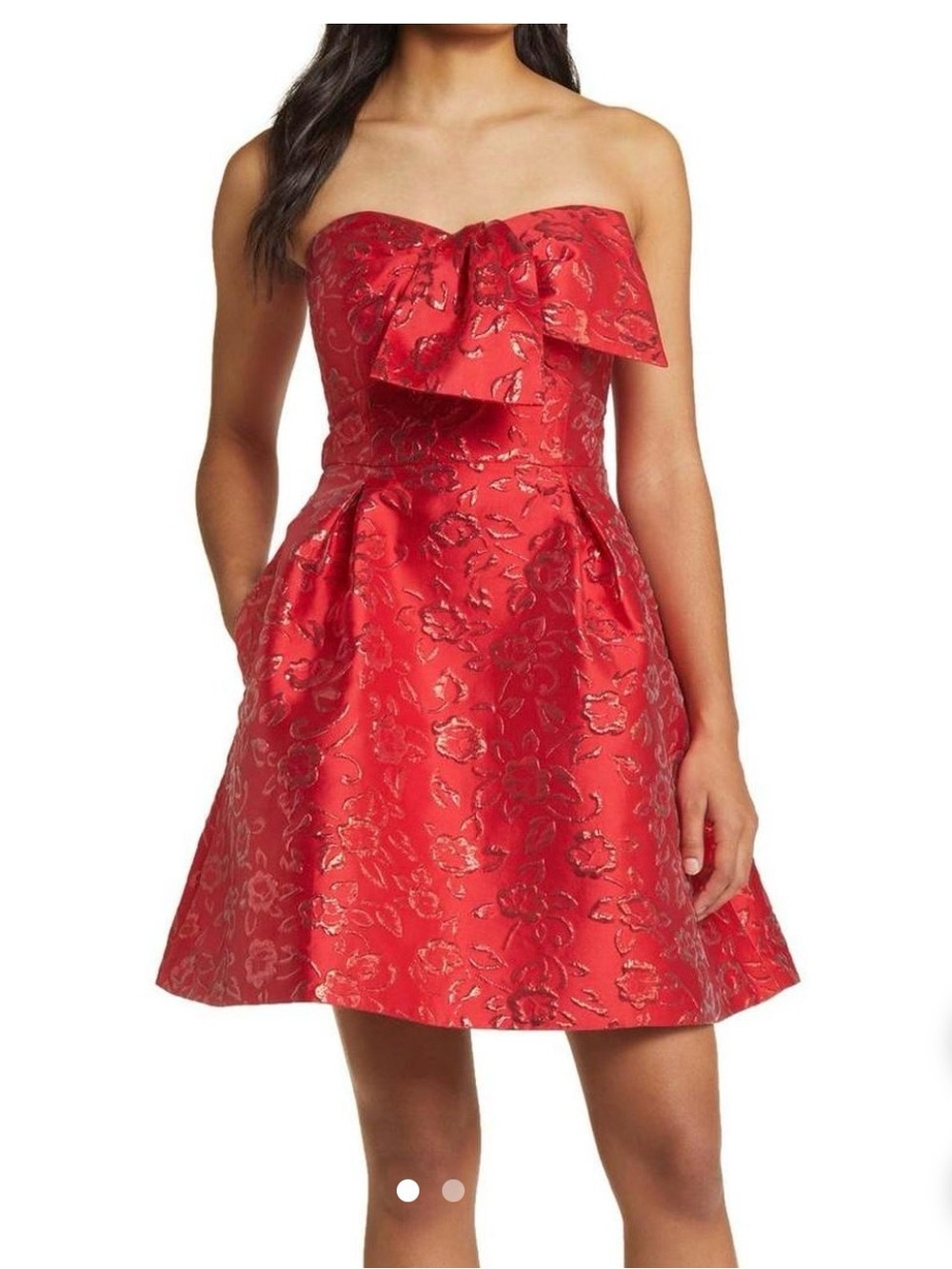 Lilly Pulitzer Red Floral Bow Strapless Dress